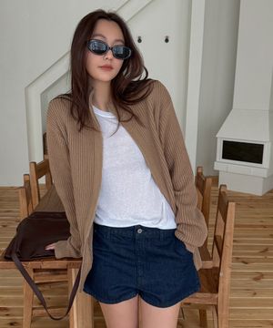 코튼 투웨이집업니트 베이지