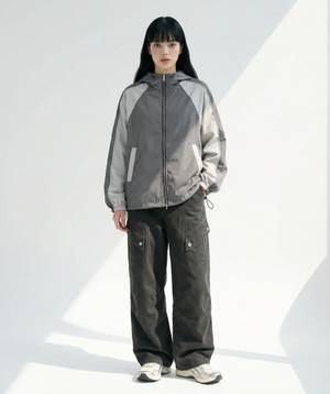 투톤 윈드 후드 집업 자켓_그레이