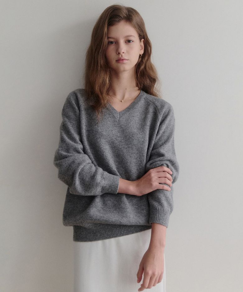 esy cashmere v-neck knit (그레이)