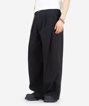 심플 와이드핏 리오셀 트윌 팬츠 (BLACK)