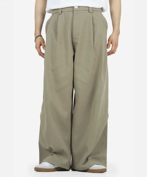 심플 와이드핏 리오셀 트윌 팬츠 (BEIGE)