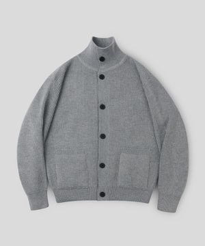 [데일리룸PICK] 세미크롭 하이넥 버튼 니트 가디건_그레이