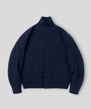 [데일리룸PICK] 세미크롭 하이넥 버튼 니트 가디건_네이비