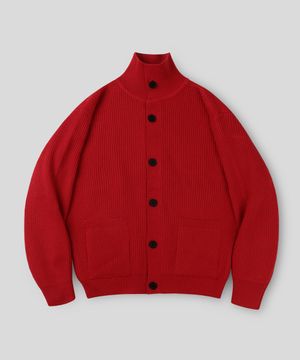 [데일리룸PICK] 세미크롭 하이넥 버튼 니트 가디건_레드