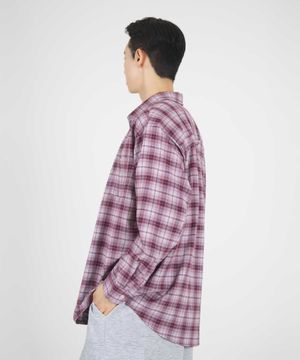 오버핏 그래픽 체크셔츠 (MIXED BURGUNDY)
