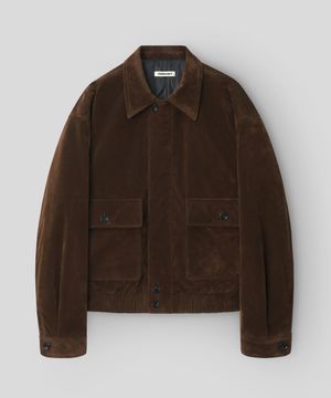 크롭 스웨이드 블루종 자켓_카멜브라운