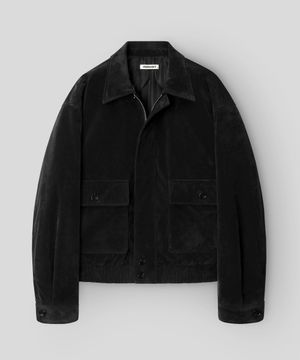 크롭 스웨이드 블루종 자켓_블랙