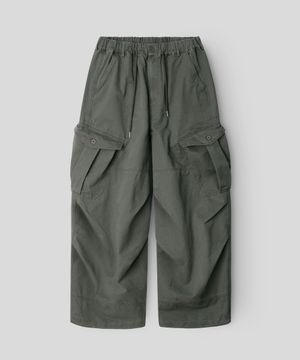 워시드 멀티포켓 카고 와이드팬츠_카키