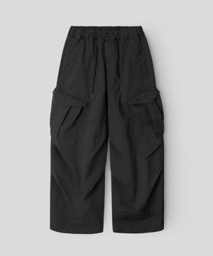 워시드 멀티포켓 카고 와이드팬츠_블랙