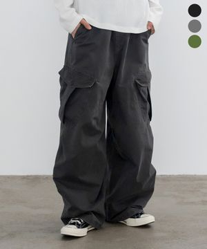 워시드 멀티포켓 카고 와이드팬츠_3COLOR