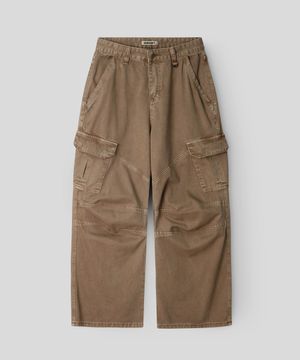 피그먼트 워시드 카고 와이드팬츠_베이지