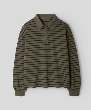 [데일리룸PICK] 피그먼트 스트라이프 피케 티셔츠_브라운