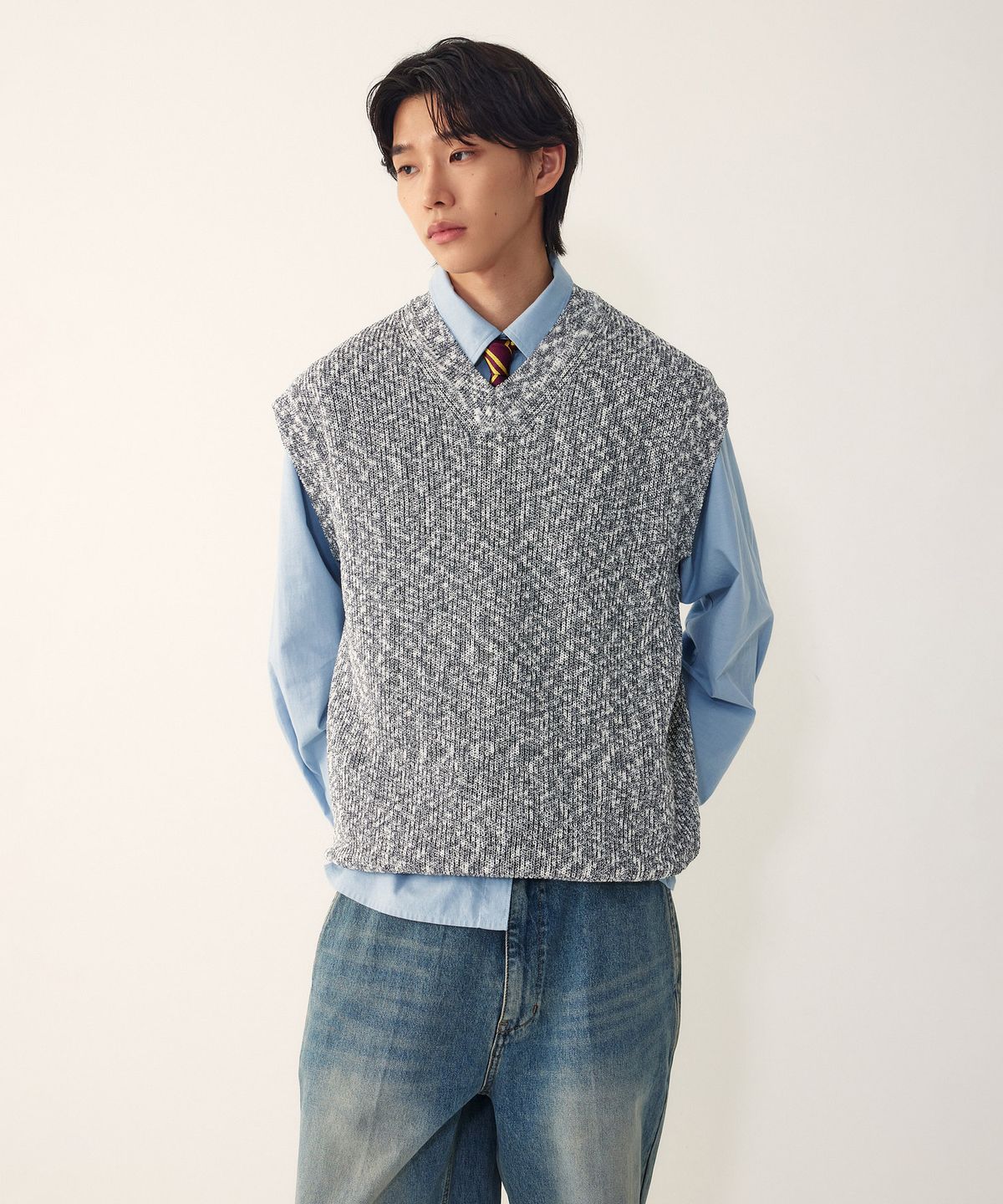 스튜디오 톰보이(STUDIO TOMBOY) [MEN] 브이넥 니트 베스트_블랙 9156152103
