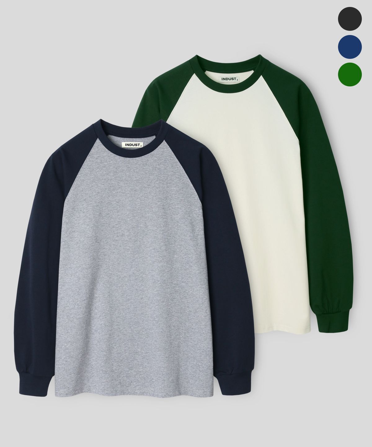 인더스트(INDUST) 레글런 롱슬리브 티셔츠_3COLOR