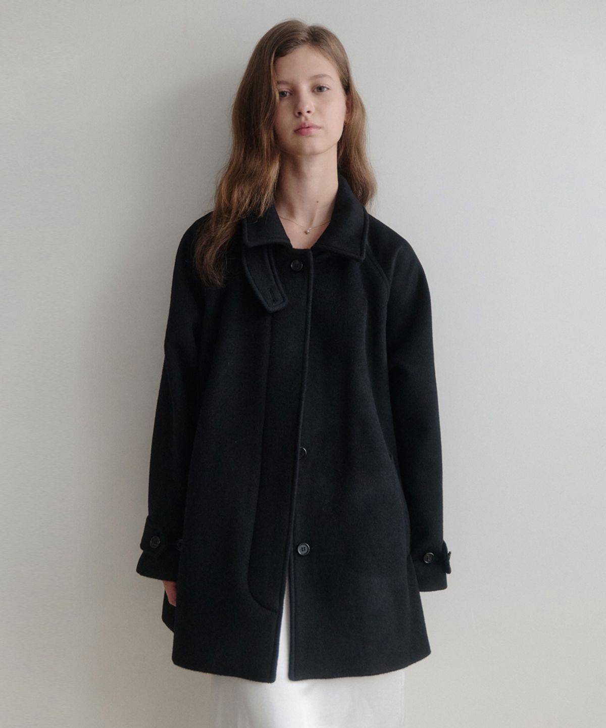 르나브(LENAV) esy cashmere half Coat (블랙)