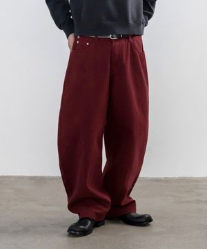[데일리룸PICK] 배럴핏 커브드 와이드팬츠_버건디