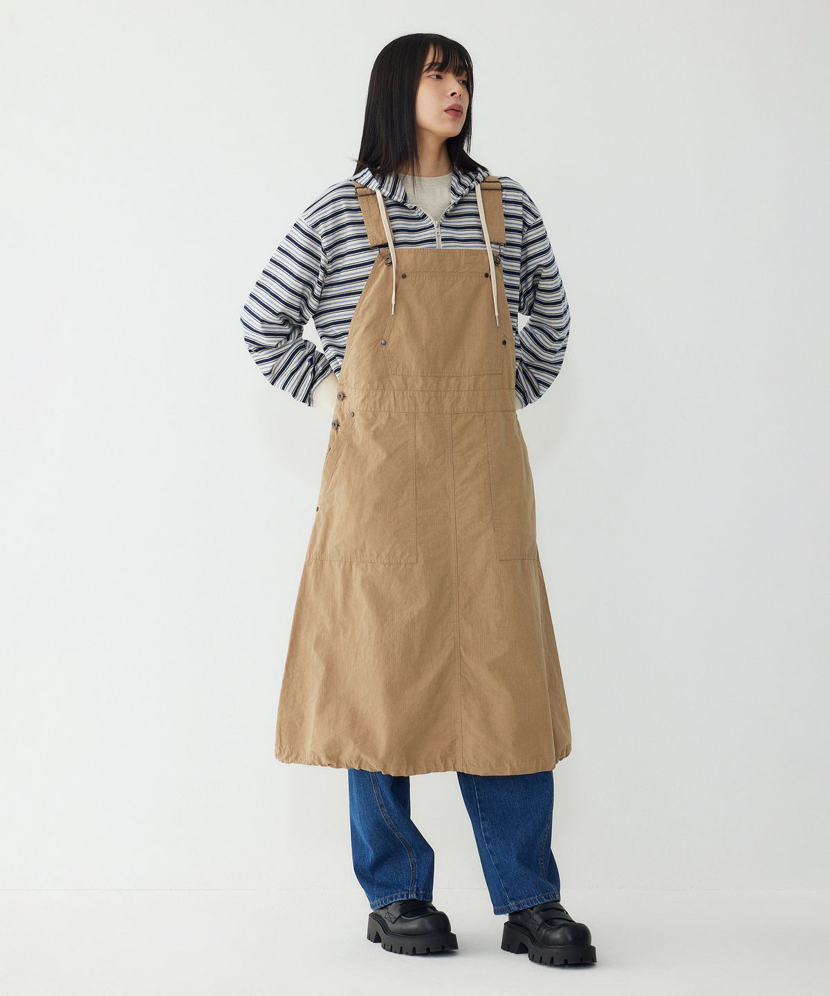 스튜디오 톰보이(STUDIO TOMBOY) 오버롤 카고 원피스_다크베이지 9176241982
