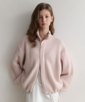 esy cashmere half knit zip up (피치)