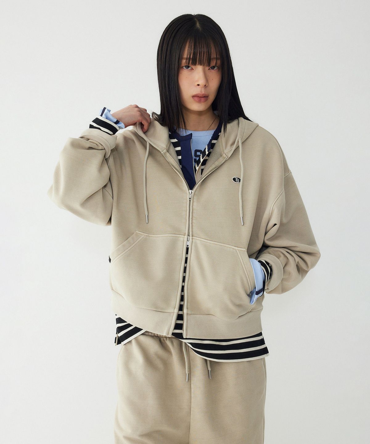 스튜디오 톰보이(STUDIO TOMBOY) 가먼트다잉 후디 집업_베이지 9176113974