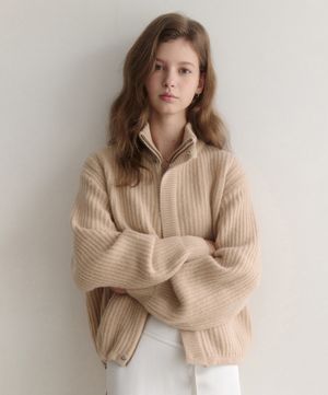 esy cashmere half knit zip up (베이지)