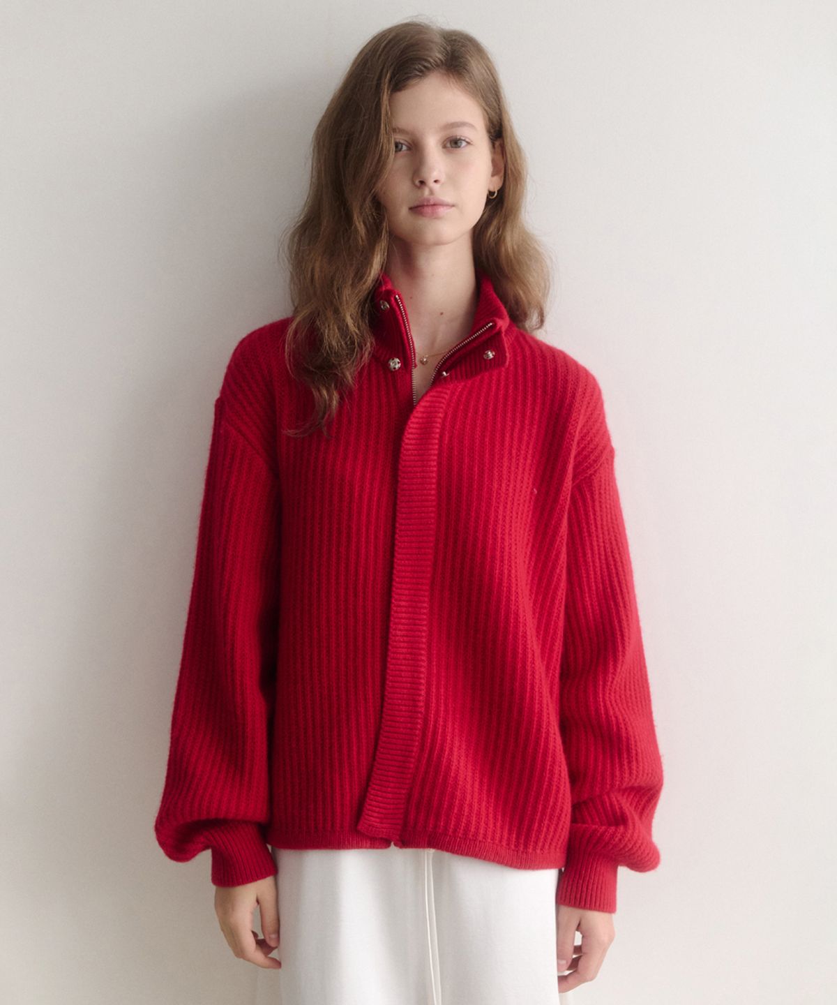 르나브(LENAV) esy cashmere half knit zip up (레드)
