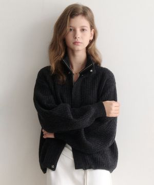 esy cashmere half knit zip up (차콜)