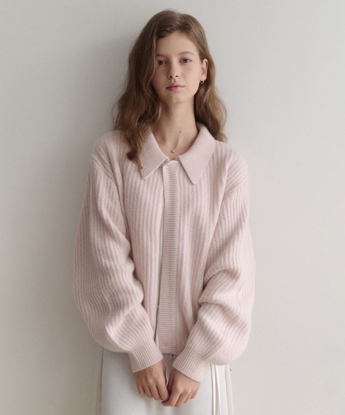 르나브(LENAV) esy cashmere kara knit zip up (피치)