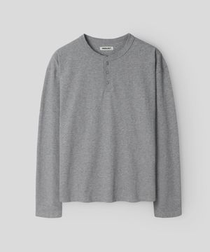 세미크롭 헨리넥 롱슬리브 티셔츠_그레이