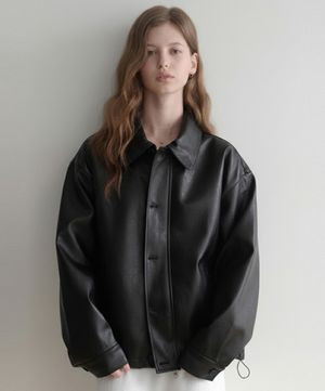 les button leather Jacket (black)