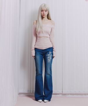 Blue Cathy Cross bootscut denim