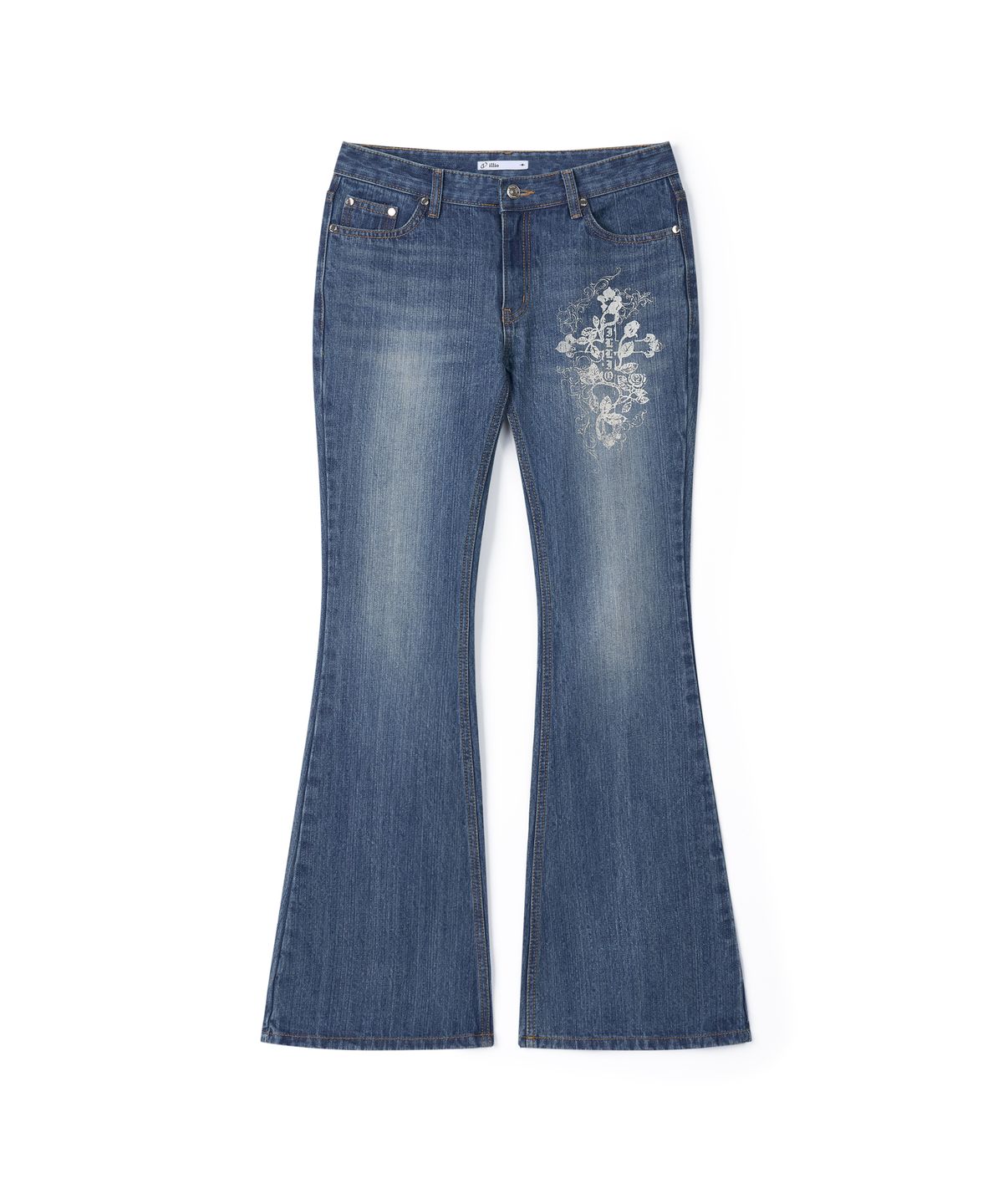 일리오(ILLIO) Blue Cathy Cross bootscut denim