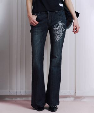 Black Cathy Cross bootscut denim