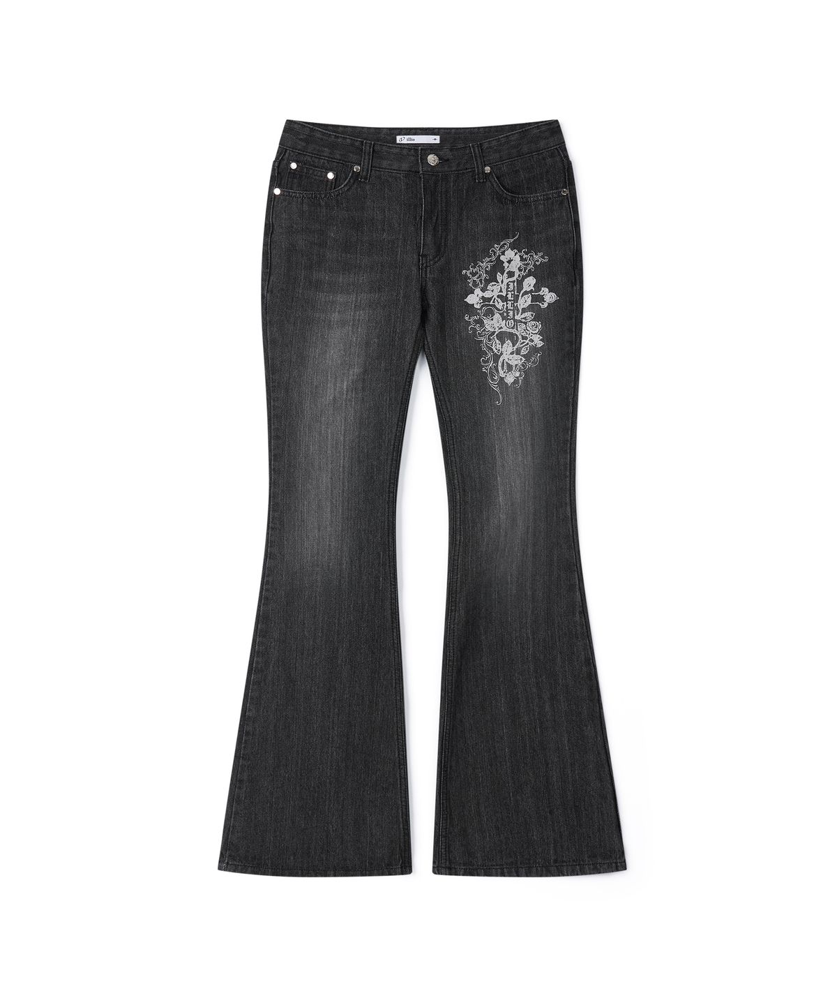 일리오(ILLIO) Black Cathy Cross bootscut denim