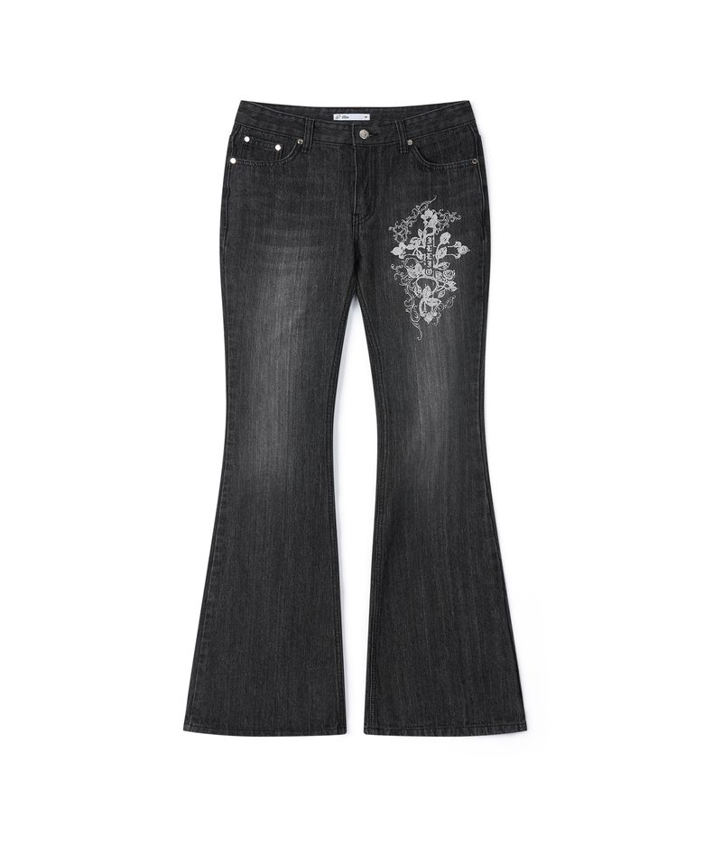 Black Cathy Cross bootscut denim