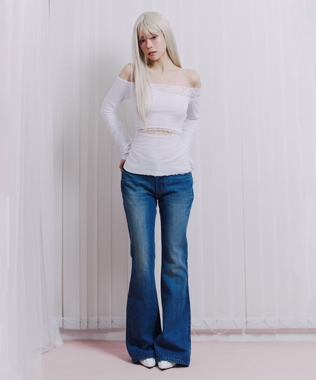 일리오(ILLIO) Blue Cathy Backpocket bootscut denim