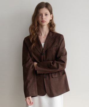 Button brown suede Jacket