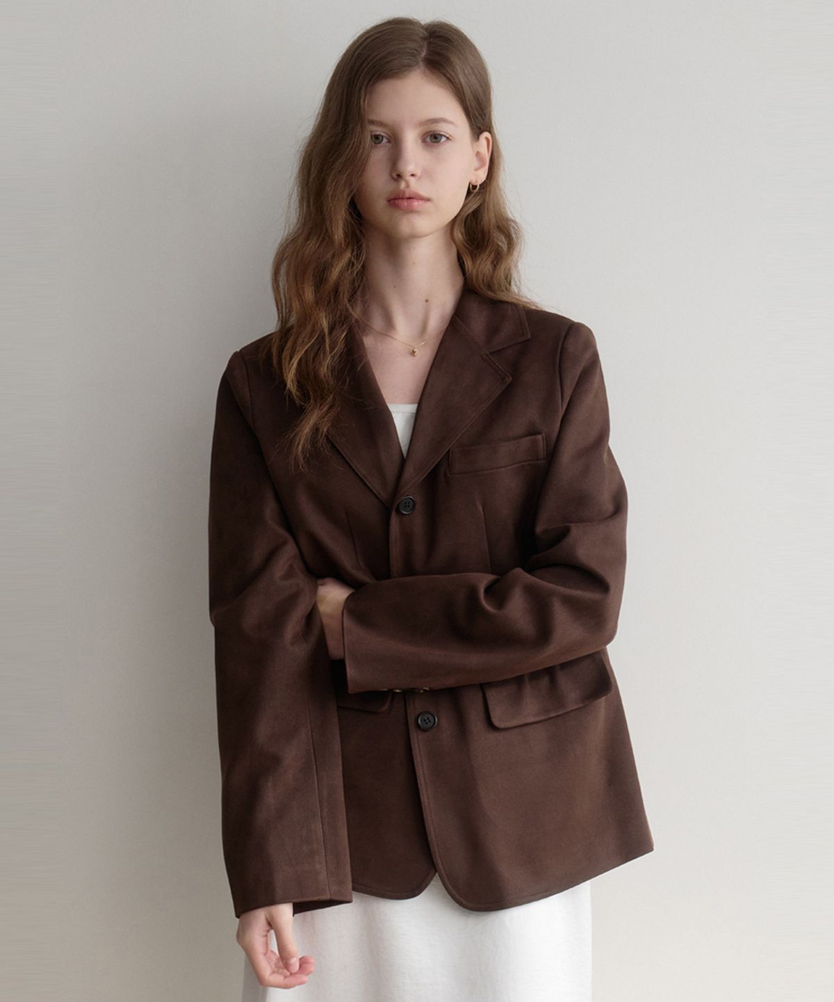 르나브(LENAV) Button brown suede Jacket
