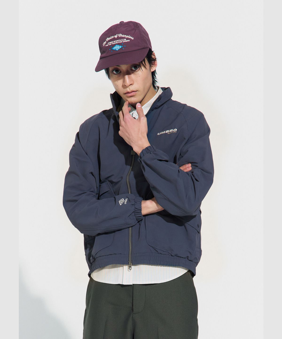 엄브로(UMBRO) 린넨라이크 스탠넥 블루종 바람막이 자켓 블루 UR121CJK35