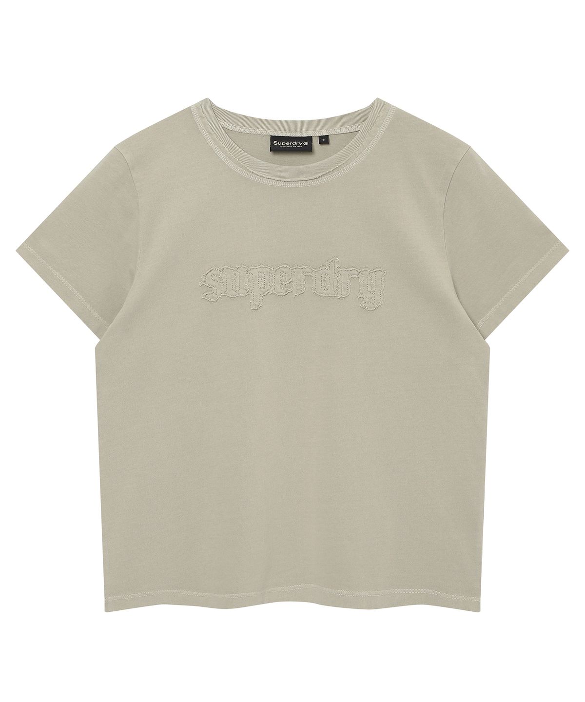 슈퍼드라이(SUPERDRY) 우먼스 빈티지 로고 패치 티셔츠 베이지 SDFISCQ43BEG