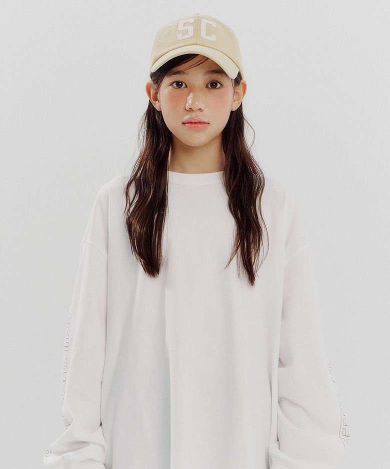 퍼지 긴팔 티셔츠 - 화이트