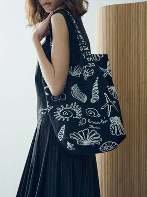 아트워크 자카드 니트 숄더 ESFDVBG04BLK