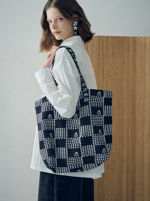 아트워크 자카드 니트 숄더 ESFDVBG02BLK