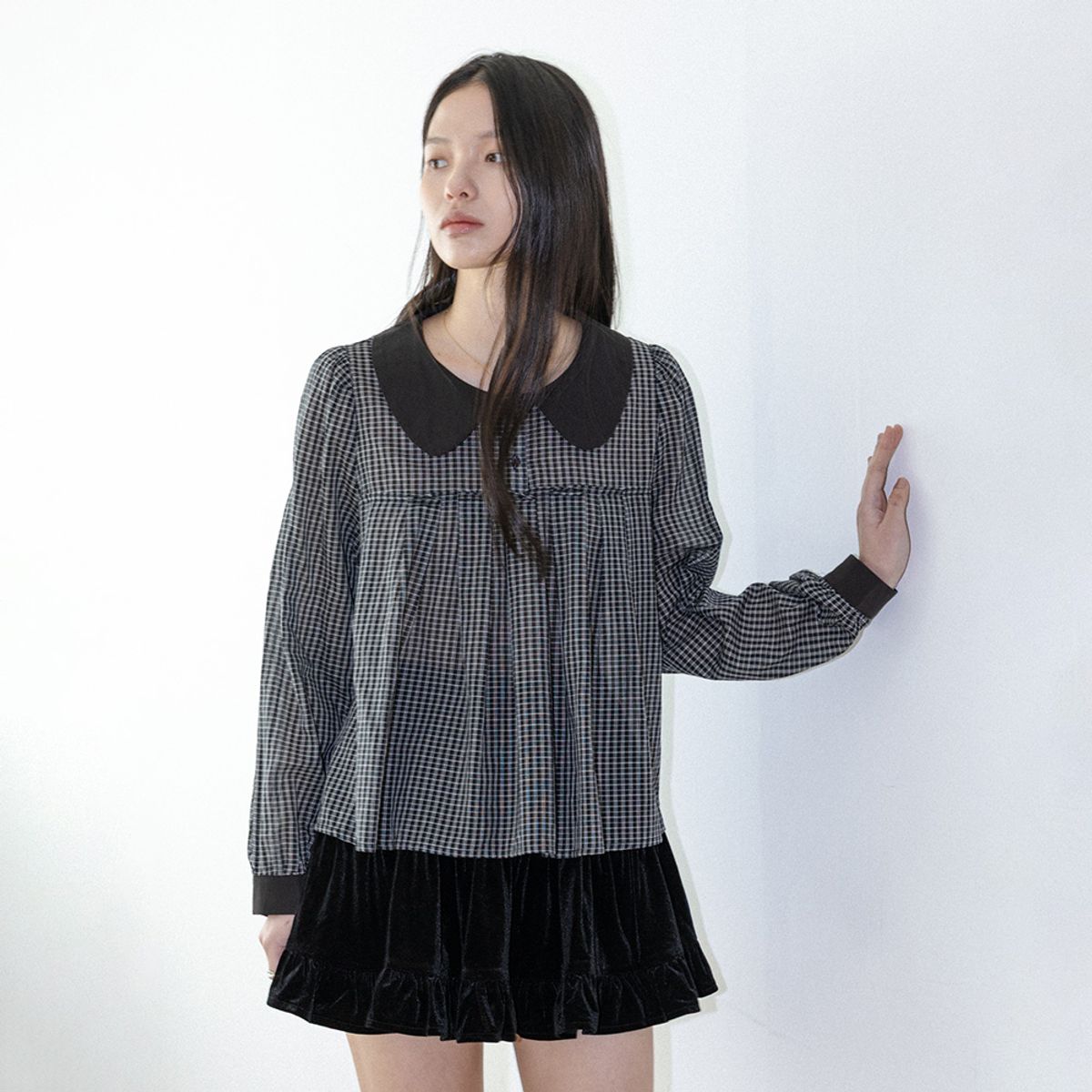 랭썬(LANGSON) LS_Doll collar check shirt_2color