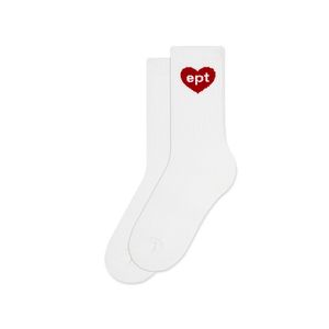 HEART LONG CREW SOCKS (WHITE)