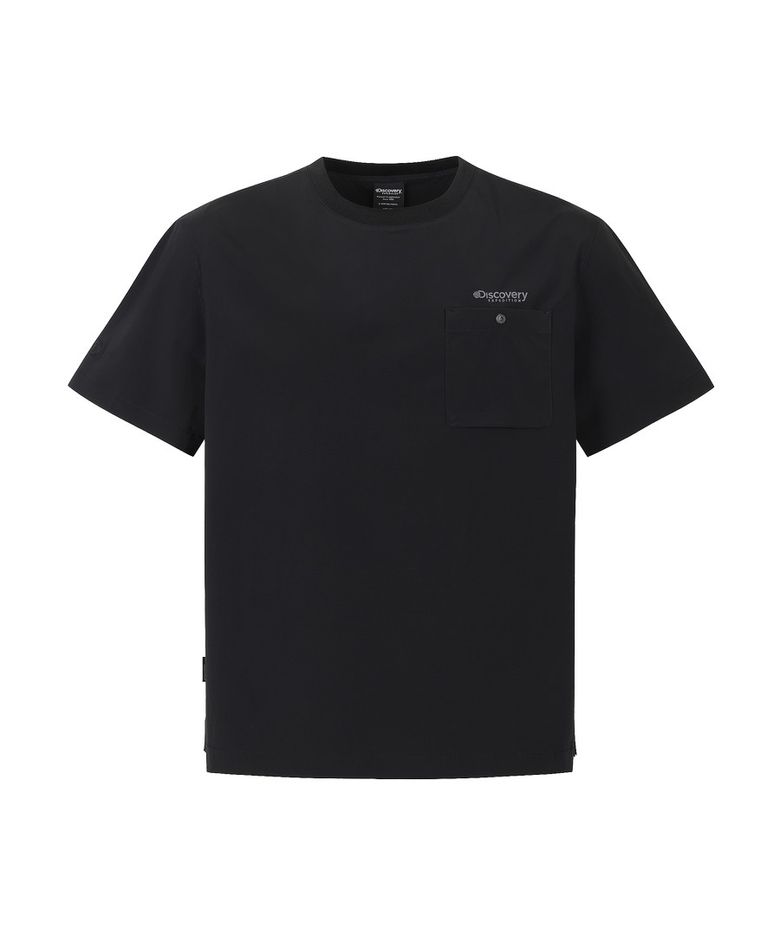 남성 프레시벤트 가슴포켓 우븐 반팔티셔츠 (BLACK)