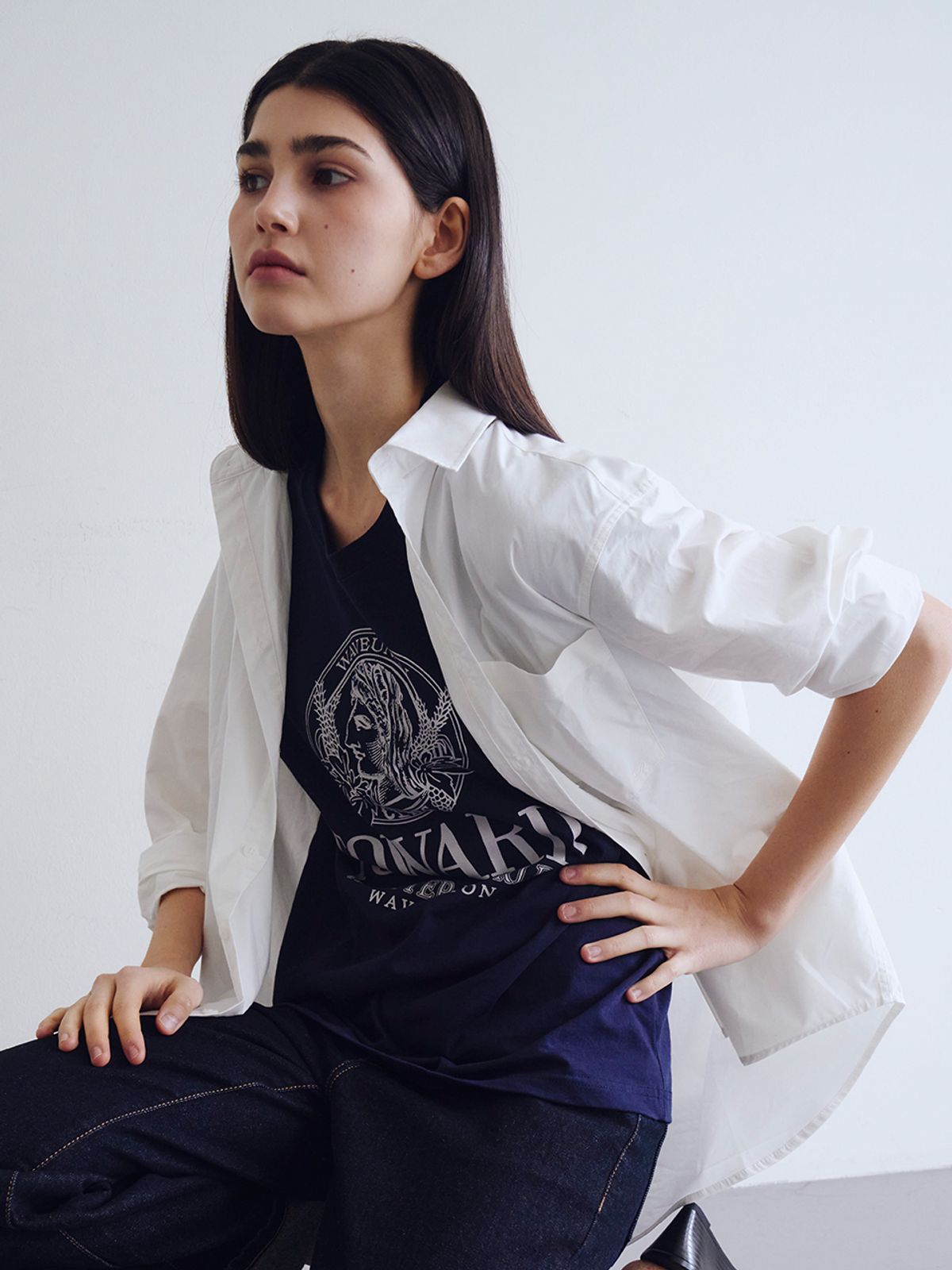 웨이브유니온(WAVE UNION) Oversized Essential Shirt White