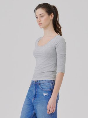 Convertible Three-quarter sleeve top Heather dark gray