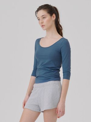 Convertible Three-quarter sleeve top Dark blue