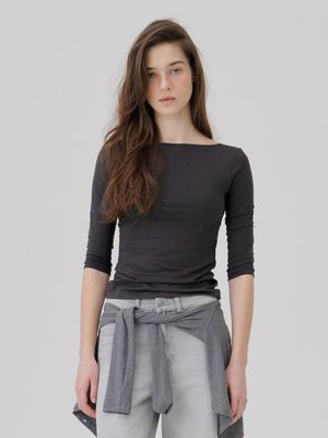 Convertible Three-quarter sleeve top Charcoal