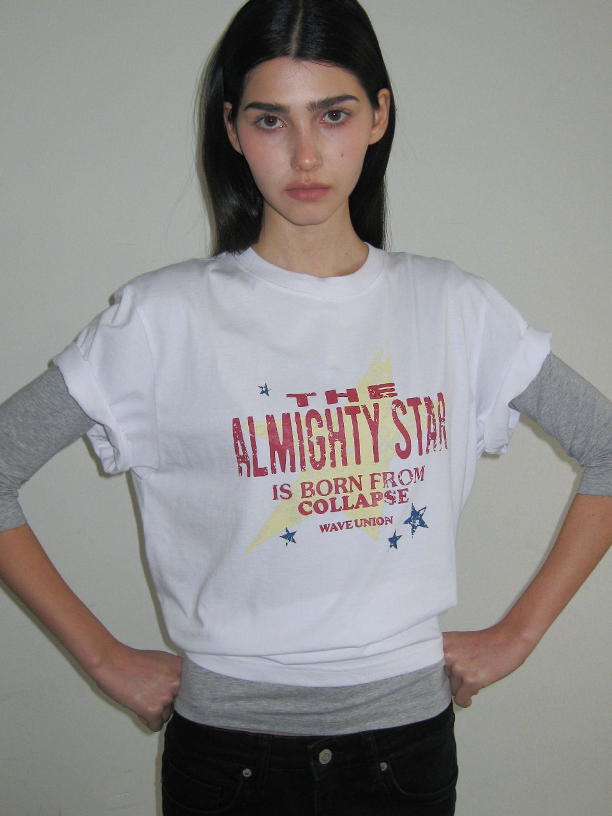 웨이브유니온(WAVE UNION) Almighty star T-shirt White